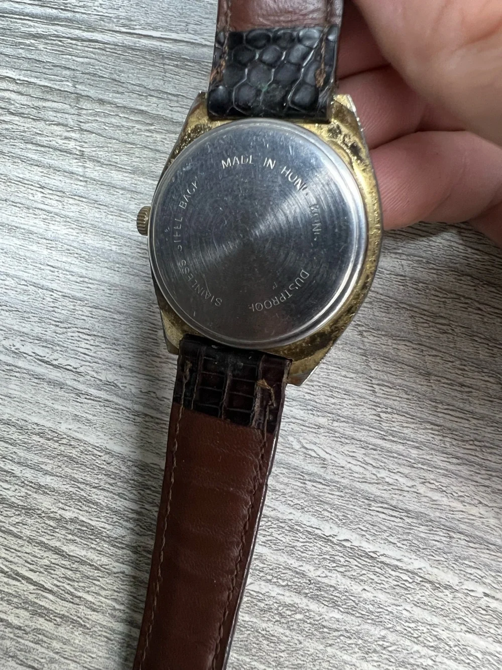 Vintage Mechanical Black Dial Gold Tone Men's Watch